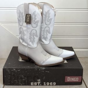 Dingo white leather cowboy boots